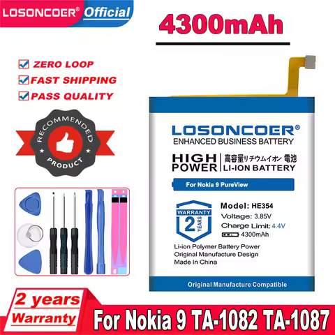 LOSONCOER Top Brand 100% New HE354 4300mAh Battery For Nokia 9 PureView TA-1082 TA-1087 Mobile Phone