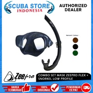 Combo Set Mask Zeepro Flex Snorkel Low Profile Mask Apnea Freedive Freediving Spearfishing Goggles S