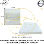 VOLVO S40 '05 / V50 '05 / C30 '08 / C70 '07 / FORD TITANIUM CABIN AIR FILTER ( PC ) 307 803 777