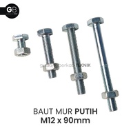 White Bolt Nut M12x90 / BMP 12x90 (90mm) / White M12 Bolt Key 19