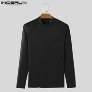 INCERUN เสื้อยืดตัดเย็บตาข่ายซีทรูของผู้ชายแขนยาวเสื้อเบลาส์เที่ยวกลางคืนผอม (สไตล์ตะวันตก) #250110