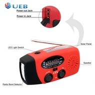 เอฟเอ็มเอเอ็มวิทยุอากาศ NOAA WB ชาร์จ USB ด้วยพลังงานแสงอาทิตย์มือหมุนวิทยุมัลติฟังก์ชัน