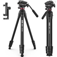 hilisg) Ulanzi 160cm/62.99in Portable Camera Tripod Stand Aluminum Alloy Phone Tripod 6kg Load Capacity Photography Travel Tripod with Fluid Drag Pan Head Phone Holder Carrying Bag