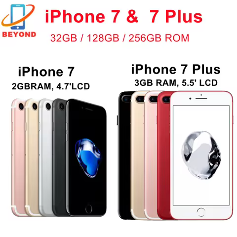 Apple iPhone 7 / 7Plus 32GB 128GB 256GB ROM 4.7'/5.5' IPS LCD 12MP 4G LTE Quad Core IOS NFC Original