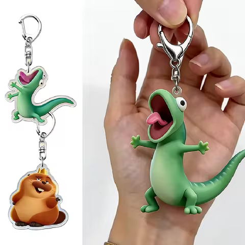 Green Lizard TOM Creative 2D Keychain Set Animated Movie Backpack Pendant Transparent Acrylic Tom Li