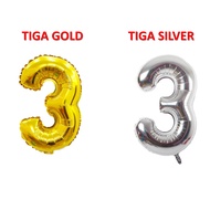 Balon Foil Gold Silver 40Cm Balon Pesta Ulang Tahun Balon Angka Satuan 40 Cm Murah