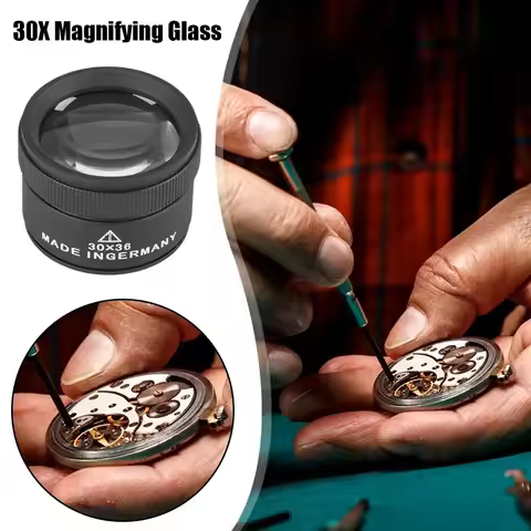 Handheld 30X Magnifying Glass 36mm K9 Lens Monocle Tool for Precision Work Jewelry Coins Stamps Watc