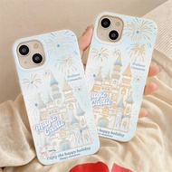 Blue Fireworks Castle Iphone 11 12 13 14 15Pro Max IPX Xr Xs Max 7 8 6s Plus Wheat straw Soft Silicone Phone Case