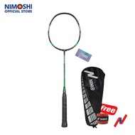 nimo raket badminton nano lyte 200 + free tas &amp; grip wave pattern - black/green