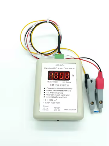 Handheld DC Milliohmmeter 4-wire Low Resistance Tester 0-2Ohm 0-20Ohm milliohm Meter Four Wire Kelvi