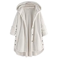 Hoodie Plush Jackets for Women Long Sleeve Hooded Pullover Long Winter Coat Ladies Hooded Cardigan Soft Teddy Fleece Winter Jacket Thick Warm Hooded Jacket Coat Casual Plain Plush Jacket