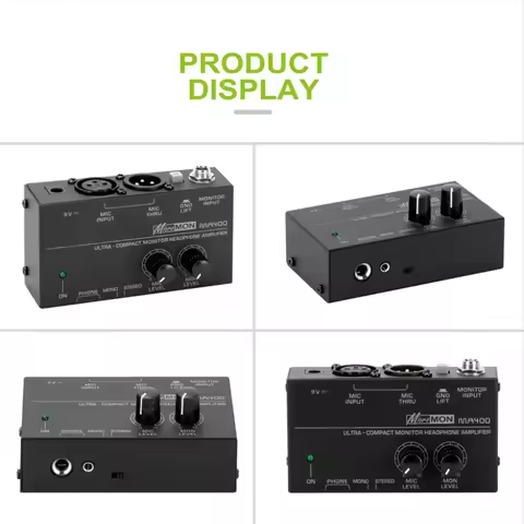 MA400 Headphone Preamplifier Microphone Preamplifier Audio 6.35mm & 3.5mm Headphone Outputarge Mixer