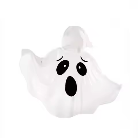 White Halloween Cloak Cape Black Eye Trick-or-Treat Spooky Pumpkin Cloak with Hat Fancy Dress Ghost 