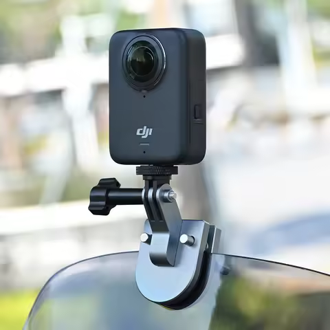 Motorcycle Windshield Mount Clamp Aluminum Clip For GoPro 13 12 Insta360 Go Ultra For DJI Osmo Nano/