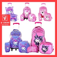 6-Wheel Girl Kid Children Trolley School Bag 3 in 1 With Pecil Case and Lunch Bag Girls