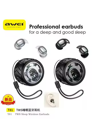 Awei T81 Wireles Sleep Earbuds Noise Canceling Ultra Mini Invisible Bluetooth Earphone 3g for Sleepi