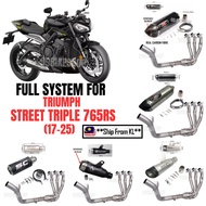 For Triumph Street Triple 765 R S RS 765RS 765R 765R 2017-2025 motorcycle exhaust stainless front pi