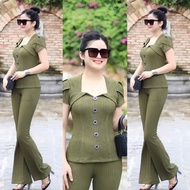 H28 Women's Japanese sponge set, luxurious flared pants