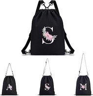 A-Z BAG Personalised Flower Initial Backpack 4 in 1 Sports Bag (Backpack/Shoulder Bag/Hand Carrier) 