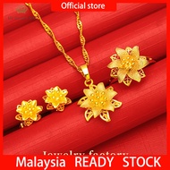 【Hot Sale】gold 916 Original Malaysia Bridal Wedding Jewelry Set Necklace Set Indian Jewellery Set  9