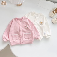 Jacket Girls - PINK, BEIGE cardigan with 2 lace pockets A713
