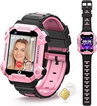 PTHTECHUS 4G Smart Watch for Kids - Smartwatch Phone with GPS Tracker,HD Camera, SOS, WiFi, Pedometer, Audio and Video Calling Voice Chat MP3 Waterproof Compatible Android and iOS for Girls Boys Gifts