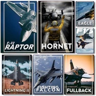 American Fighter F-16 F-22 F-35 Painting Calligraphy Canvas HD Poster Wall Art interior Hallway Home