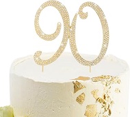 Gold 90th Birthday Cake Topper Rhinestones Cake Decorations for 90th Birthday Party