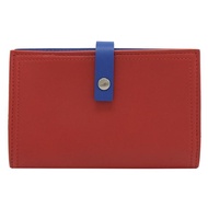 BOTTEGA VENETA 576433 壓印LOGO撞色小羊皮3卡護照夾.紅/藍