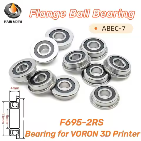 10Pcs F695 2RS Bearing 5*13*4 mm ABEC-7 Flanged Miniature F695 RS Ball Bearings F695RS For VORON