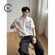 Dark Series 26 Retro Design Sense Plate Embroidered Cotton Palace Style Old Money Shirt Short-Sleeve