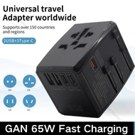 Global Universal Travel Folding Adapter, 65W/45W Fast GaN Charger with 2 USB & 3 Type-C Ports, 4 Plu
