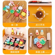 Mainan Barbeku Dapur Berpura-pura Bermain Kanak-kanak Set Memasak Burger Troli Layan Burger