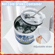 GH|  Insulated Ice Cup Ice Cup with Straw 900ml Stainless Steel Insulation Tumbler with Straw Hot Cold Drinks Bottle for Office Outdoor Use