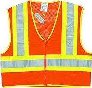 MCR Safety WCCL2OX3 Class 2 Polyester Mesh Safety Vest with 3M Scotchlite 4-1/2-Inch Yellow/Silver R