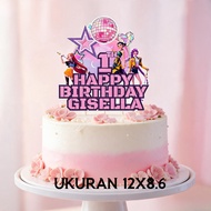 CUSTOM NAME Topper Cake Happy Birthday Demon Huntrix 1pcs Size 12x8.6 Cm