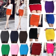 Mini High Waist Pleated Elastic Short Dress Pencil Bodycon Slim Skirt Seamless Tight Fitted Skort