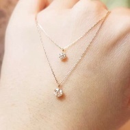 日本製18K 黃K金 20分 鑽石項鍊/頸鍊 六爪情人節