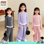 Cute Children's Outfit Girls' Clothing Sweet Style Round Neck Loose Fit Size 80-160 Kids Pyjamas Gir