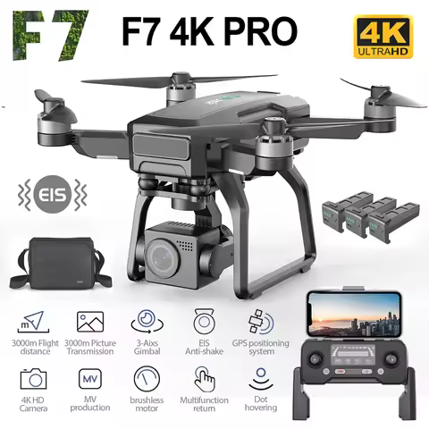 SJRC F7 PRO GPS Drone 4K Dual HD Camera 3-Axis Gimbal Professional Aerial Photography 3KM Brushless 