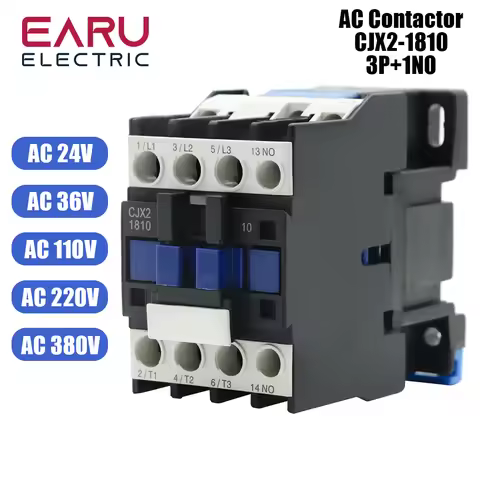 CJX2-1810 LC1 AC Contactor 18A 3 Phase 3-Pole NO Coil Voltage 380V 220V 110V 36V 24V 50/60Hz Din Rai