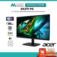 ACER 27" EK271 P6 / EK271P6 FULL HD (1920x1080 @144HZ) FLAT IPS LCD MONITOR (1MS, INPUT: VGA+ HDMI, 