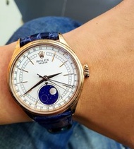 『已交流』勞力士 50535 ROLEX 切利尼 月相型 Cellini Moonphase 18k永恆玫瑰金 琺瑯隕石月相盤 日期顯示