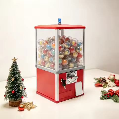 Red Vending Machine with Unique Security Design, 1.77-1.97in Ball Diameter, Coin Payment Method