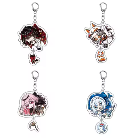 Kawaii NIJISANJI Cute Cartoon Keychains Anime Vox Akuma Keyrings Bag Tag Cos Accessory