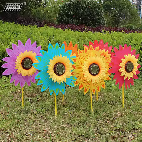 [H]Colorful Sunflower Windmill Wind Turbine For Lawn Garden Party Decoration Outdoor Camping Picnic 