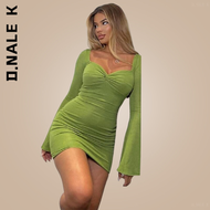 Women Dress Elegant Long Sleeve Mini Dress Casual Fall Sexy Party Bodycon Solid Dresses Dress For Women Clothing Woman Clothes