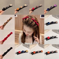 【QiaoZhi】New Year's Fashion Girls' Solid Color Simple Braided Hairpin Headwear