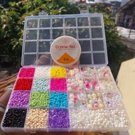 FREE SHIPPING!!! 3mm Sand Beads + Topping Beads Box Package (Free Elastic String)
