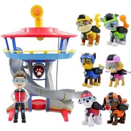 8Pcs/set Genuine Paw Patrol Toys Lookout Tower PAW Patrol Tower Watchtower Base Headquarters with Rescue Team Six Deformable Dogs Captain Suit Dog Patrol Action Figures Collection Lighting Sound Effects Pretend Play Role Playing Kids Gift GG01727005 107 E